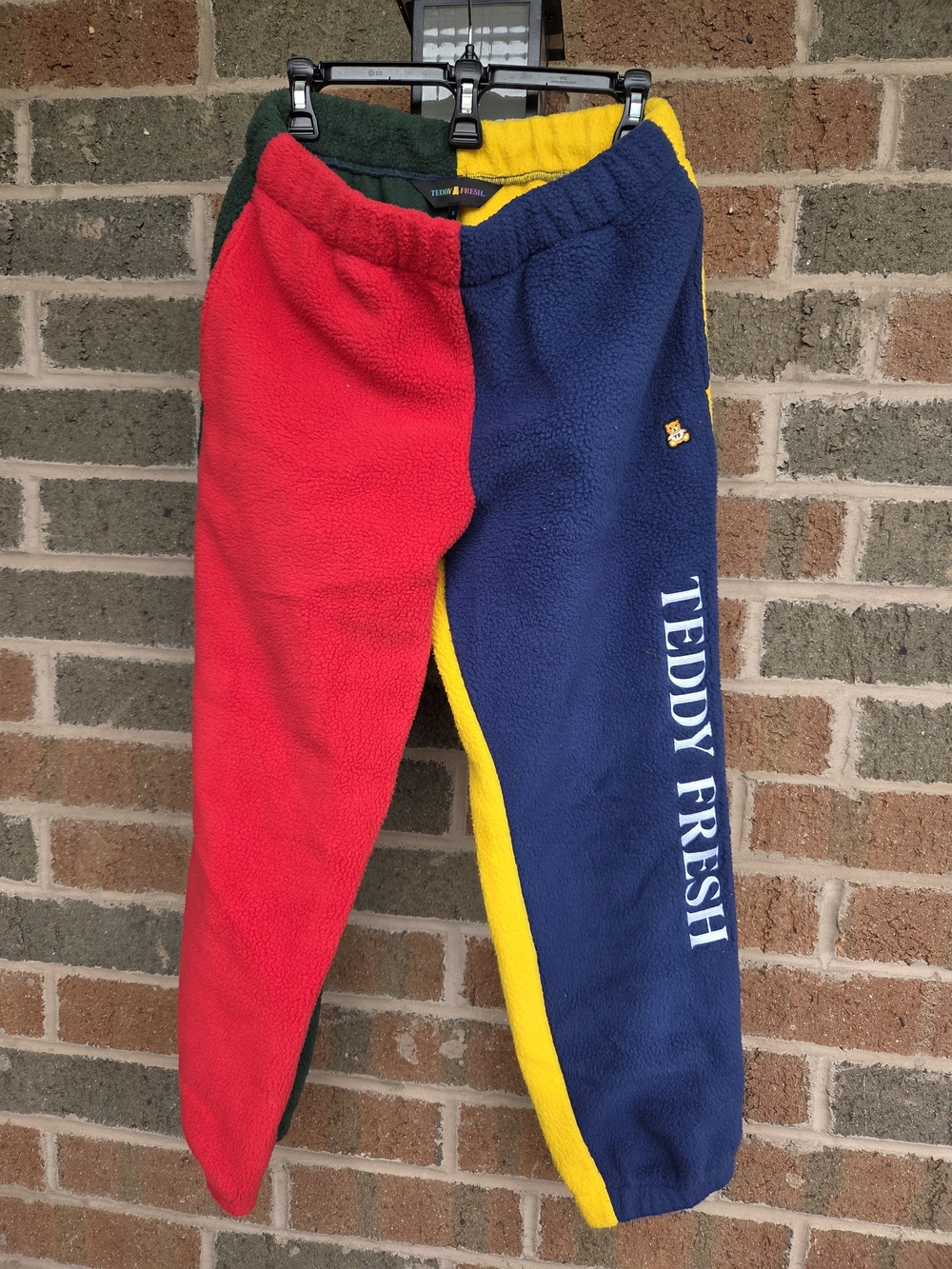 Teddy Fresh Colorblock Fleece Pants - Red, Green, Navy & Yellow